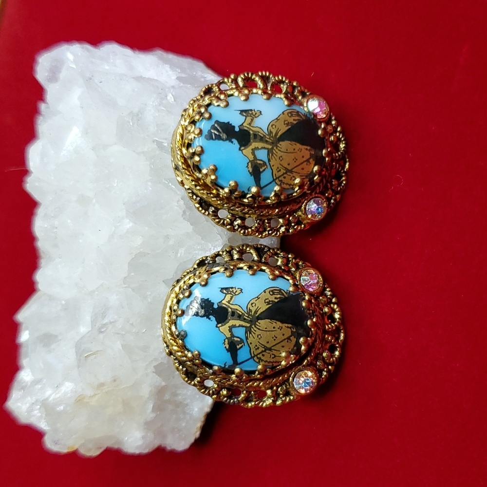 Vintage - W. Germany - Robin's Egg Blue - Austrian Lady - Clip-On Earrings